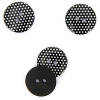 Boutons à pois 2 trous noir 15 mm - MT - Mondial Tissus
