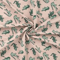 Tissu French terry imprimé croco beige - Mondial Tissus