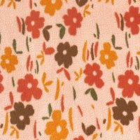 Tissu sherpa imprimé fleur naïve orange fond écru - DOMOTEX - Mondial Tissus