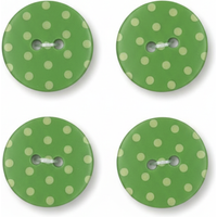 Lot de 4 boutons pois vert prairie 18 mm - Frou Frou - Mondial Tissus