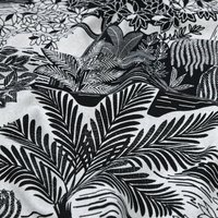 Tissu bachette lourde imprimé palmier à gogo noir - Mondial Tissus