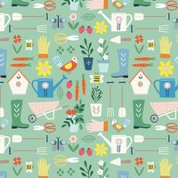 Tissu popeline de coton Dashwood motifs jardinage vert - Dashwood Studio - Mondial Tissus