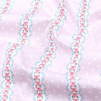 Tissu patchwork coton rose clair imprimé rayures fleuries - Mondial Tissus