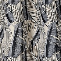 Tissu Jacquard motif grandes feuilles bleu fond écru - Linder - Mondial Tissus