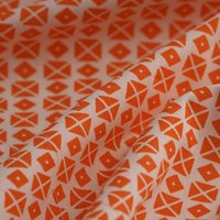 Tissu popeline coton Losange orange écru - MT - Mondial Tissus