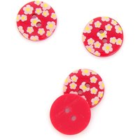 Boutons imprimés fleurs rouge 18 mm MT - MT - Mondial Tissus