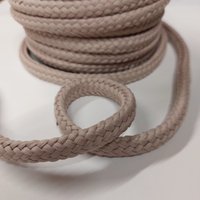 Cordon tressé tubulaire polyester beige 11mm - Mondial Tissus