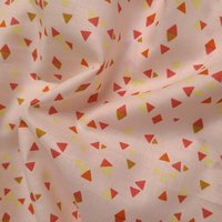 Tissu voile coton rose clair mini triangles jaune rouge - Mondial Tissus