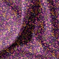 Tissu cretonne multi fleurs violet - DOMOTEX - Mondial Tissus
