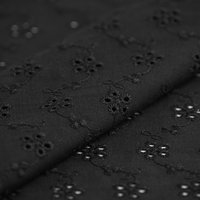 Tissu broderie anglaise coton noir - Mondial Tissus