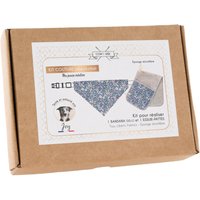 Kit couture chien et chat 1 bandana et 1 essuie-pattes Liberty Joy bleu - Com'1 idée - Mondial Tissus