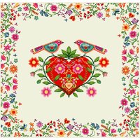 Carré de tissu jacquard oiseaux romantiques 45 x 45 cm - Mondial Tissus