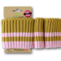 Poignet bord-côte bio cuff me épais Cozy rose jaune - Albstoffe - Albstoffe - Mondial Tissus