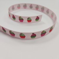 Ruban gros grain petit gâteau fond rose - Mondial Tissus