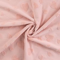 Maille jacquard cœur relief éponge rose - Mondial Tissus