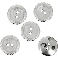 Boutons argentés métal à bords craquelés 18 mm - MT - Mondial Tissus