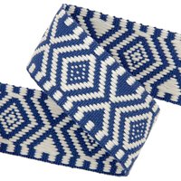 Sangle jacquard ethnique bleu 38 mm - MT - Mondial Tissus