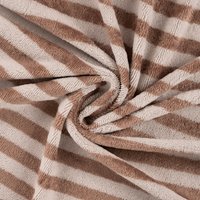 Tissu éponge viscose rayure tissé teint marron et beige - Mondial Tissus