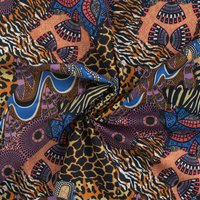 Tissu voile coton inspiration wax multicolore bleu - Mondial Tissus