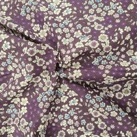 Tissu voile coton prune imprimé fleuri écru - Frou Frou - Frou Frou - Mondial Tissus