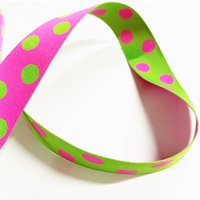 Ruban jacquard réversible pois vert et rose 25 mm - Frou Frou - Mondial Tissus
