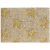 Ruban effet jute étoiles dorées beige 38 mm - Mondial Tissus