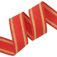Ruban rayures lurex rouge et doré 30 mm - Mondial Tissus
