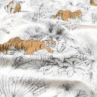 Tissu bachette imprimé tigre sherkan naturel - Mondial Tissus