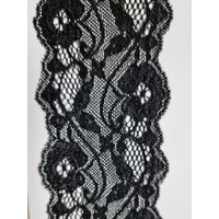 Ruban dentelle nylon extensible noire 80mm - MT - Mondial Tissus