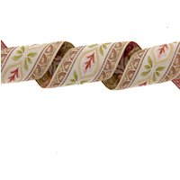 Galon jacquard rose et vert- 60mm - Mondial Tissus