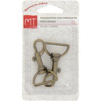 Mousqueton finition demi anneau en métal 25 mm 2 pcs bronze - MT - Mondial Tissus