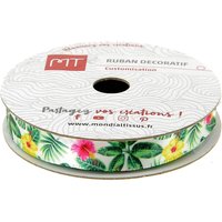 Bobine ruban satin palmiers 6m x 9 mm - MT - Mondial Tissus