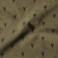 Percale coton chemise kaki chine impression digitale homard noir - Mondial Tissus