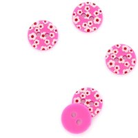 Boutons imprimés fleurs rose 13 mm MT - MT - Mondial Tissus