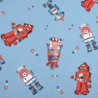 Tissu ottoman robots bleu ciel - Mondial Tissus