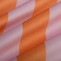 Tissu velours imprimé rayures rose orange qualité siège - Mondial Tissus