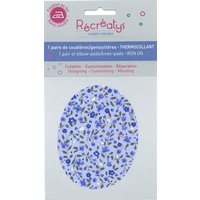 Coude/genou thermocollant fleuri bleu - Frou Frou - Mondial Tissus