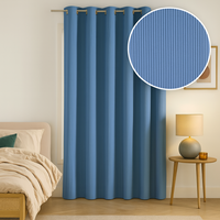 Rideau côtelé First bleu 140x250cm - MT - Mondial Tissus