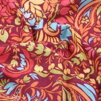 Tissu cretonne enduit imprimé fleurs dansantes rouge - Mondial Tissus