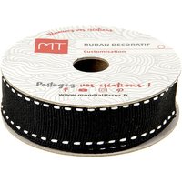 Bobine ruban gros grain noir surpiqué 15 mm x 4 m MT - MT - Mondial Tissus