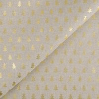Tissu de Noël coton épais sapins dorés - MT - Mondial Tissus