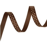 Ruban gros grain marron à pois taupe clair - Mondial Tissus