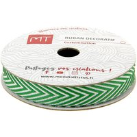 Bobine ruban chevron vert et blanc 9 mm - MT - Mondial Tissus