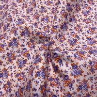 Tissu voile de coton doux lilas bouquet fleuri anglais orange - Mondial Tissus