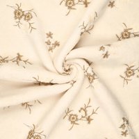 Tissus sherpa motif brodé petite fleur écru - Mondial Tissus