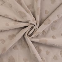 Maille jacquard cœur relief éponge beige - Mondial Tissus