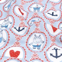 Toile coton imprimée marin de cœur bleu - Mondial Tissus