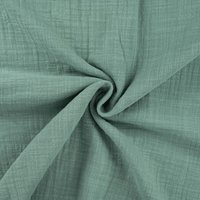 Tissu double gaze slub uni vert amande - Mondial Tissus