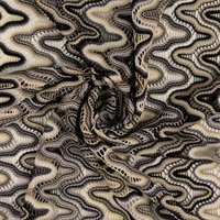 Dentelle crochet stretch multico rayure vagues écru gris - Mondial Tissus