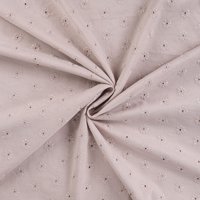 Tissu coton brodé petite marguerite beige - Mondial Tissus